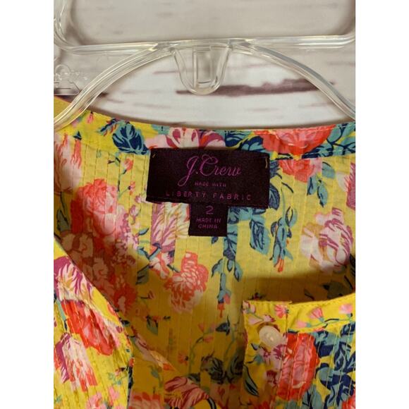 J.Crew Liberty Fabrics Women's Size 2 Yellow Floral Long Sleeve Button Top Shirt - Picture 5 of 12